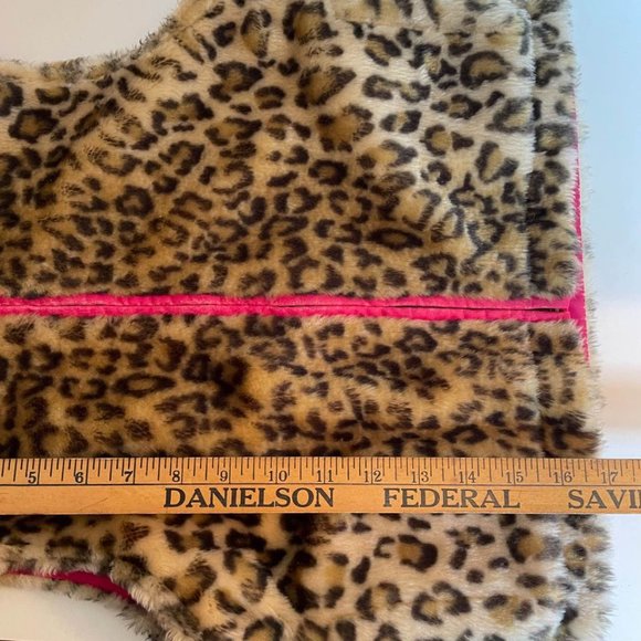 Faux Fur Leopard & Pink Vest Girls Size M (7/8) - Picture 9 of 9